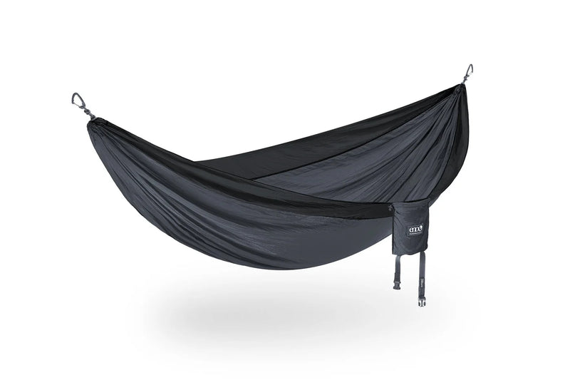 A black hammock on a white background