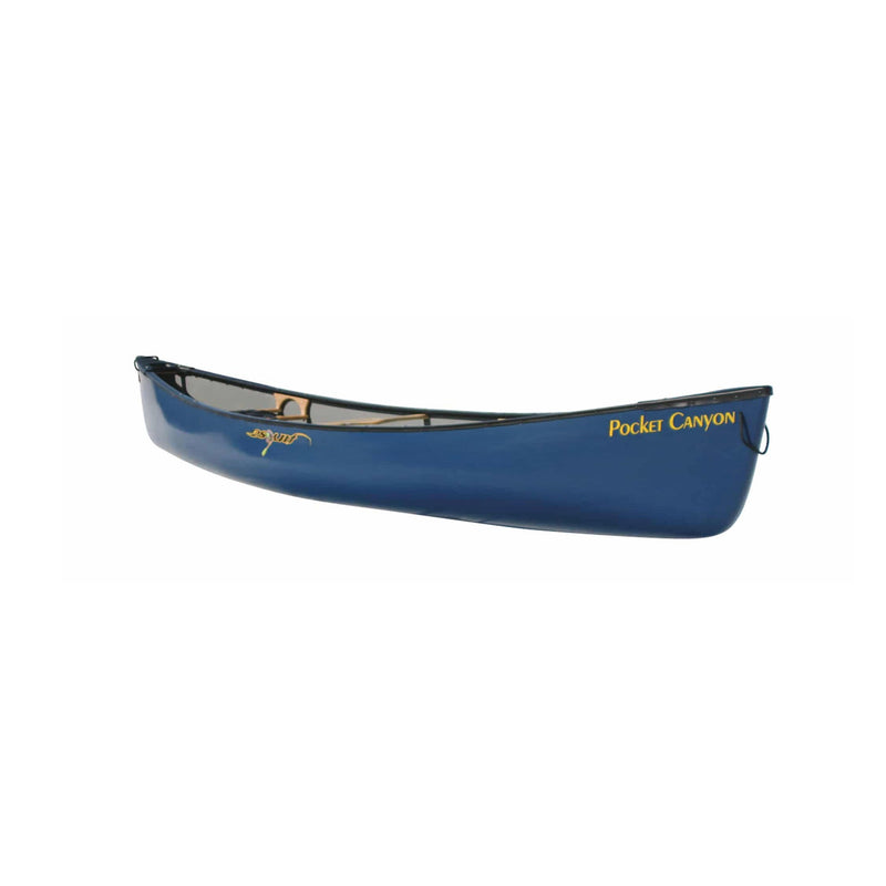 Dark blue canoe on a white background.