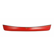 Side view of a red canoe on a white background.