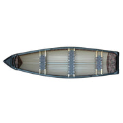 Top view of a canoe on a white background.