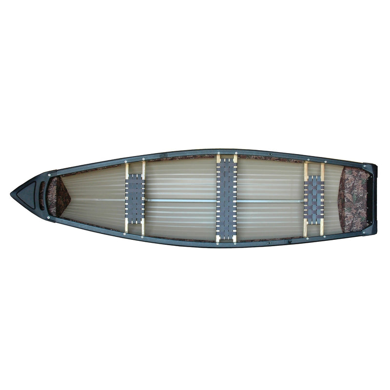 Top view of a canoe on a white background.