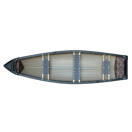 Top view of a canoe on a white background.