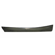 Side view of a dark green canoe on a white background.