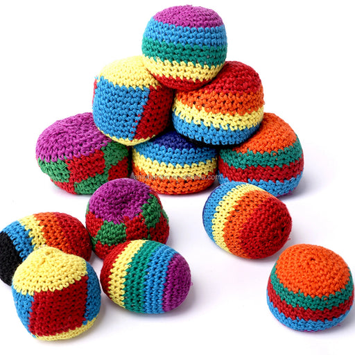 Colorful crocheted balls on a white background