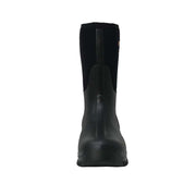 Black rubber boot on a white background