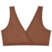 Brown cross-front bralette on a white background
