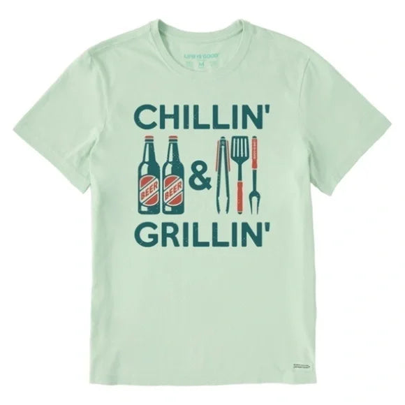 Men's Chillin' & Grillin'  Beer & BBQ Graphic Tee | Sage Green