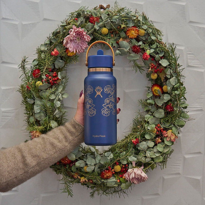 32 oz Wide Mouth Bottle with Flex Straw Cap | Western Dark Blue (Limited Edition)