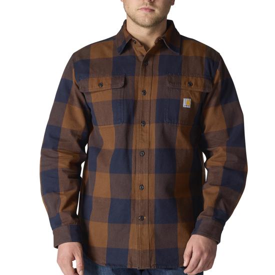 Loose Fit Heavyweight Flannel Long-Sleeve Plaid Shirt | Red Duck