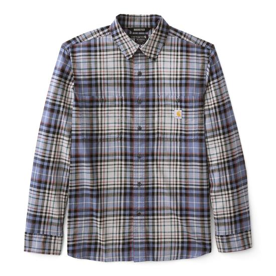 Rugged Flex™ Relaxed Fit Lightweight Long-Sleeve Plaid Shirt | Faded Navy