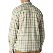 Plaid shirt worn by a person on a white background