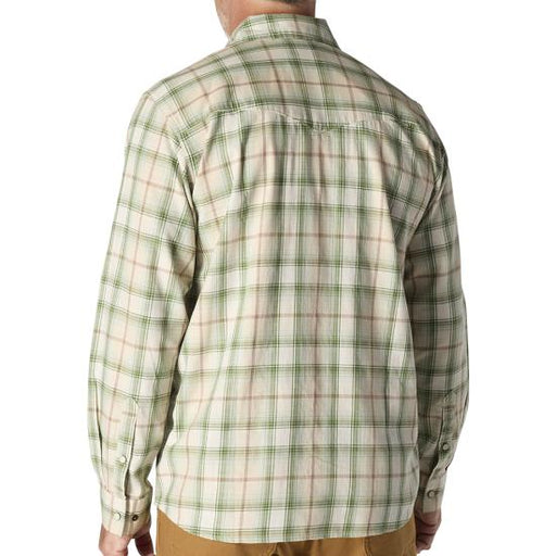 Plaid shirt worn by a person on a white background