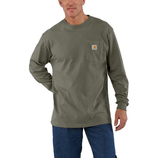 Men's Loose Fit Heavyweight Long-Sleeve Pocket T-Shirt | Dusty Olive
