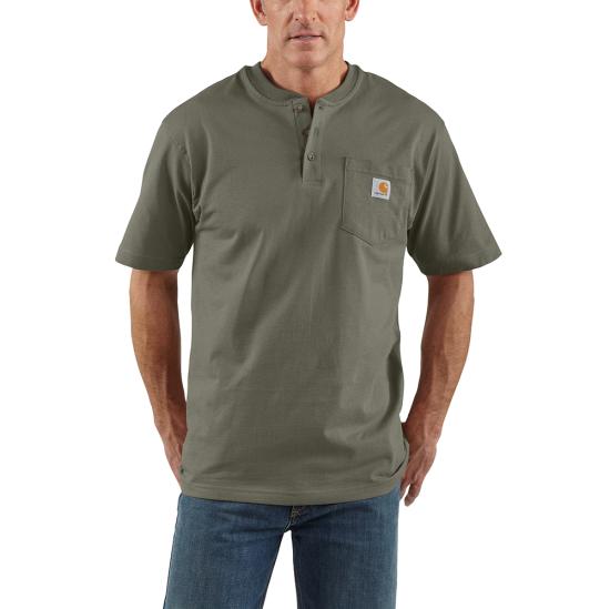 Short Sleeve Workwear Henley T-Shirt | Dusty Olive