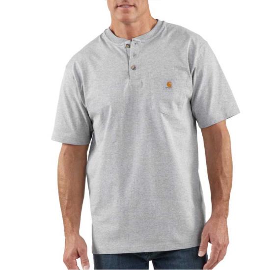 Men's Short Sleeve Workwear Henley T-Shirt | Heather Grey