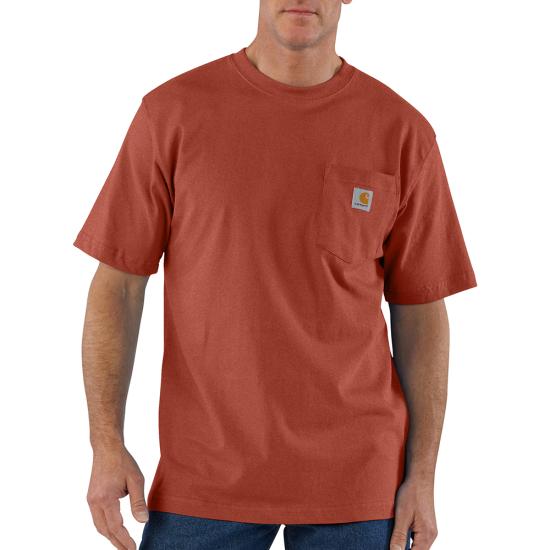 Men's Loose Fit Heavyweight Short-Sleeve Pocket T-Shirt | Saddle Red Heather