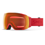 Red goggles with orange lens on a white background