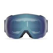 Blue ski goggles on a white background