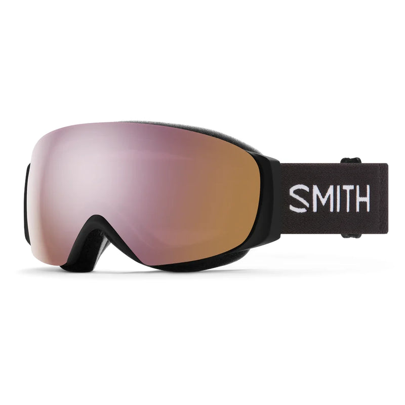 Smith ski goggles with pinkish-brown lenses on a white background