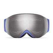 Gray goggles with blue accents on a white background