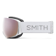 Smith goggles with white frame and pink lenses on a white background