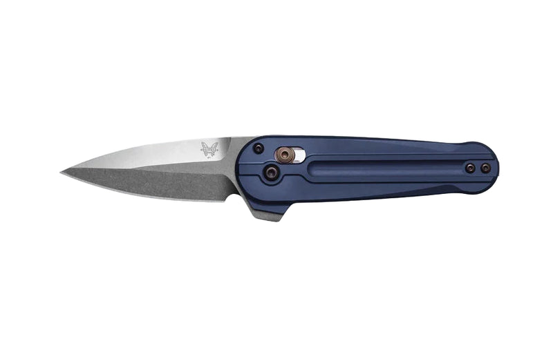 Blue folding knife on a white background