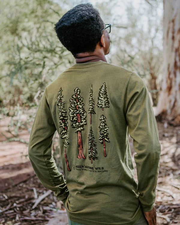Long Sleeve Nature Study Conifers Tee | Olive