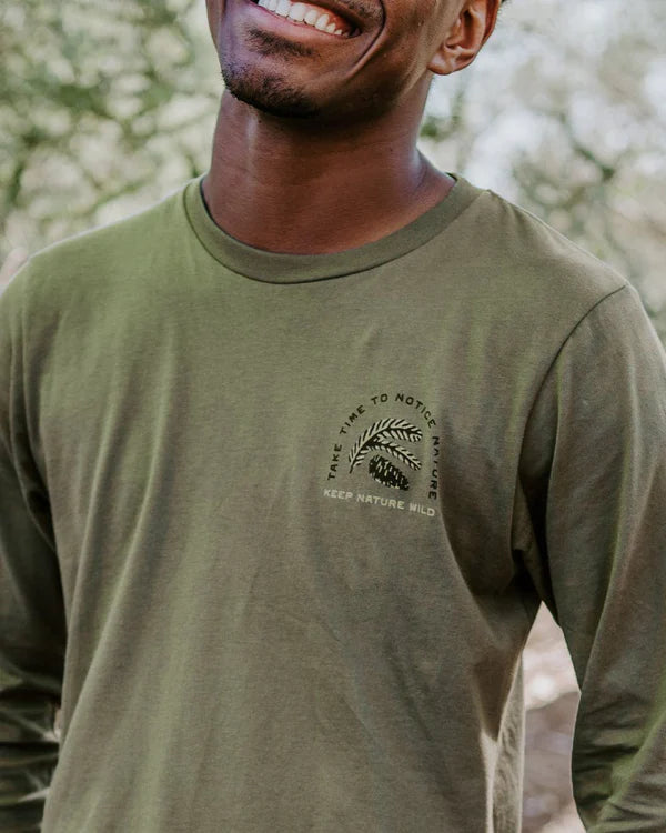 Long Sleeve Nature Study Conifers Tee | Olive