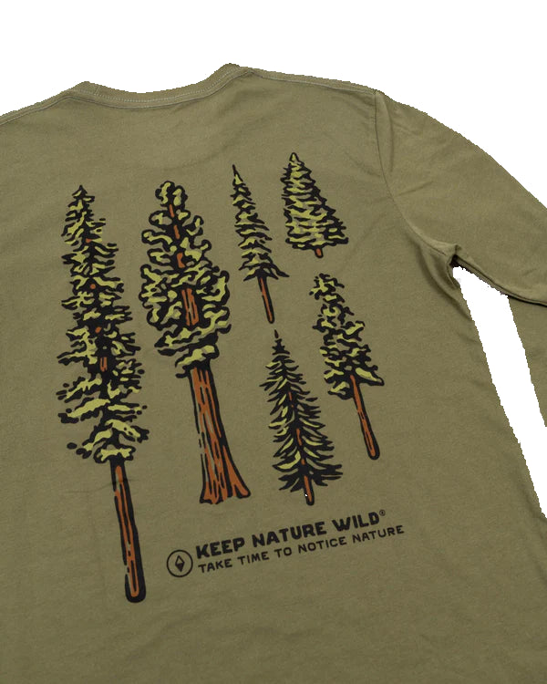 Long Sleeve Nature Study Conifers Tee | Olive
