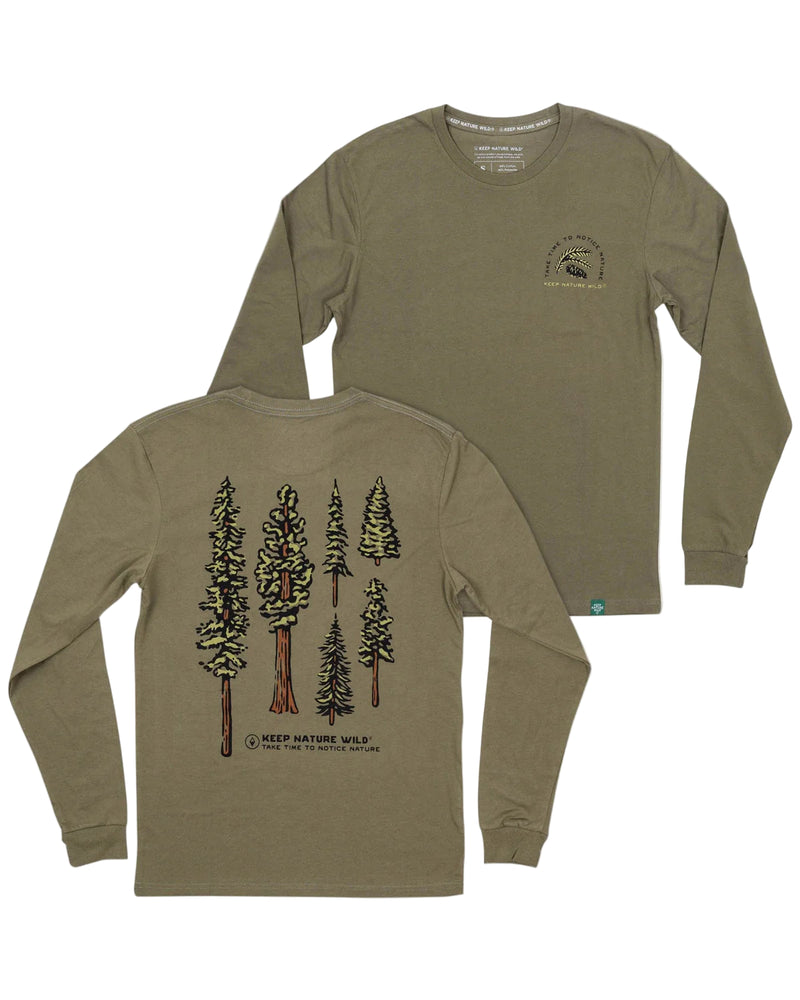 Long Sleeve Nature Study Conifers Tee | Olive