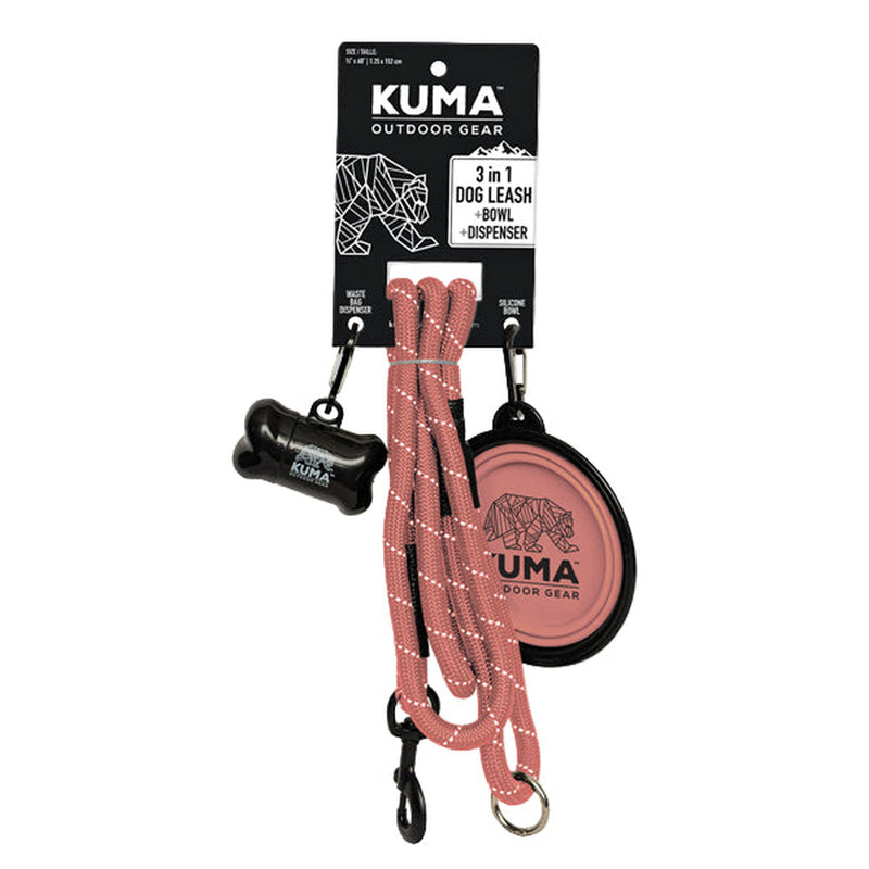 Kuma outdoor gear dog leash with dispenser on a white background