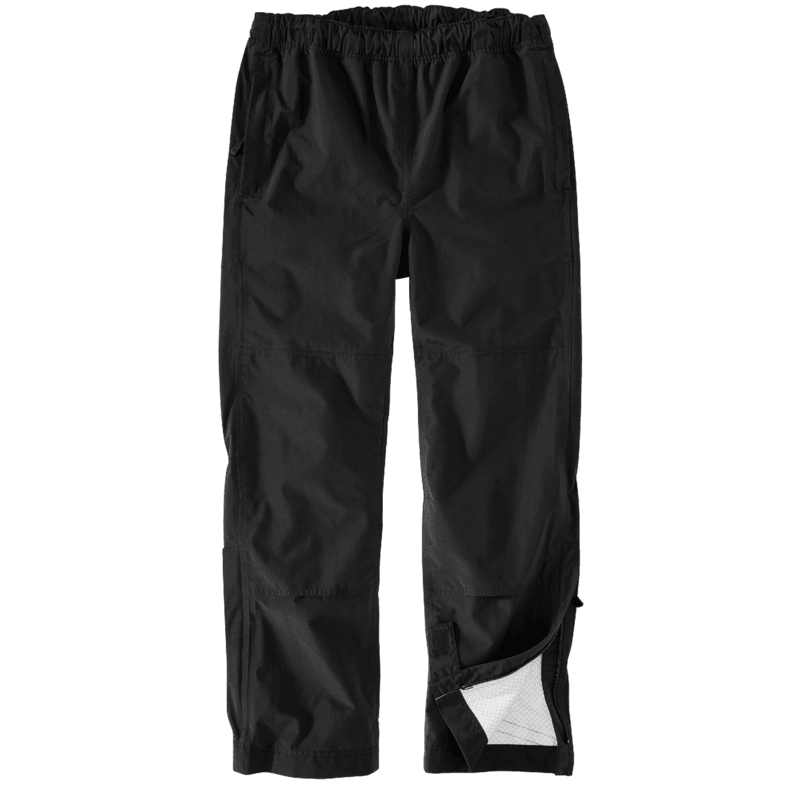 Black packable pants with a zip ankle on a white background.