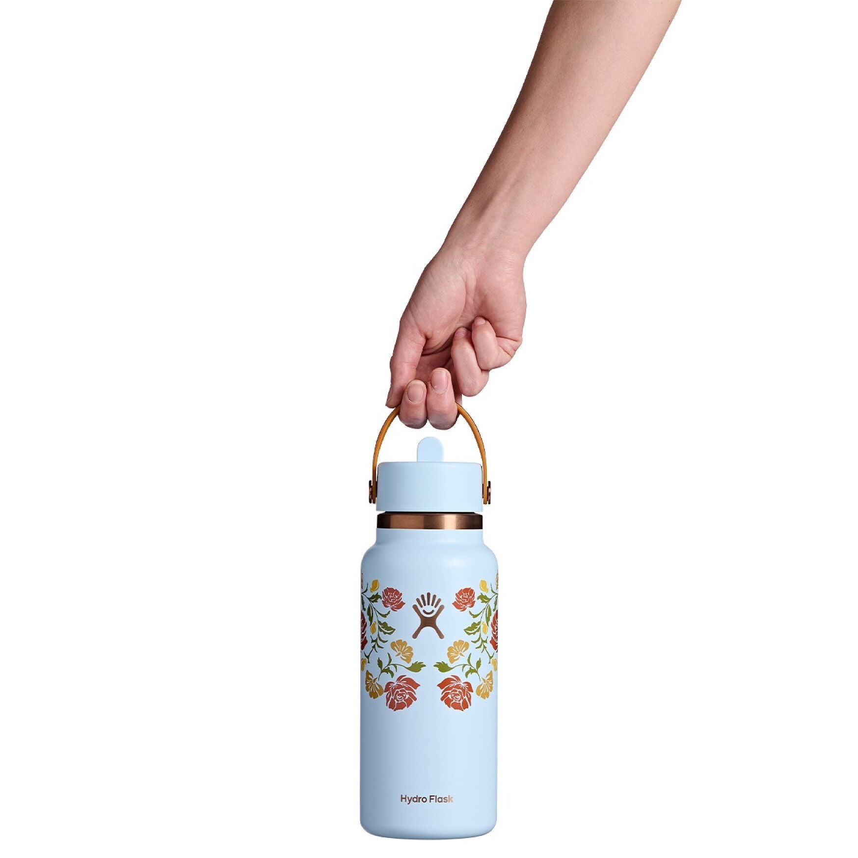 32 oz Wide Mouth Bottle with Flex Straw Cap | Western Light Blue