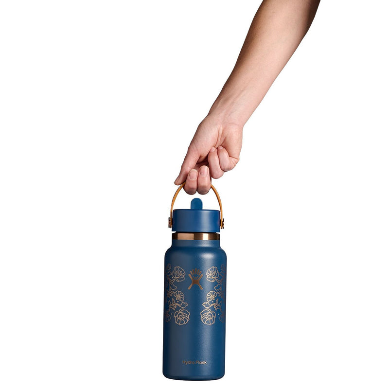 32 oz Wide Mouth Bottle with Flex Straw Cap | Western Dark Blue (Limited Edition)