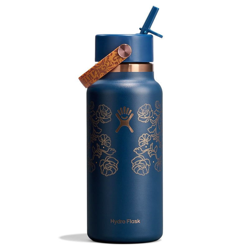 32 oz Wide Mouth Bottle with Flex Straw Cap | Western Dark Blue (Limited Edition)