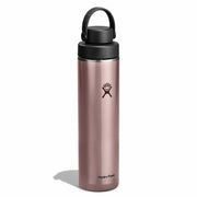 Pink Hydro Flask water bottle with black lid on a white background