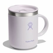 Purple Hydro Flask mug with silver lid on a white background