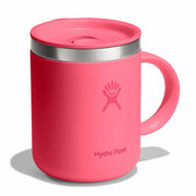 Pink Hydro Flask mug with a silver lid on a white background