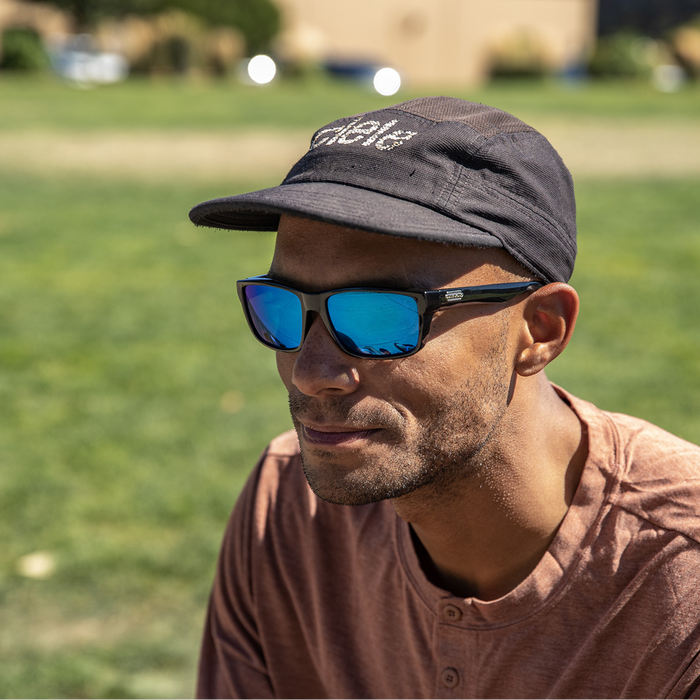 Mayor Sunglasses | Black with Polarized Blue Mirror Lenses