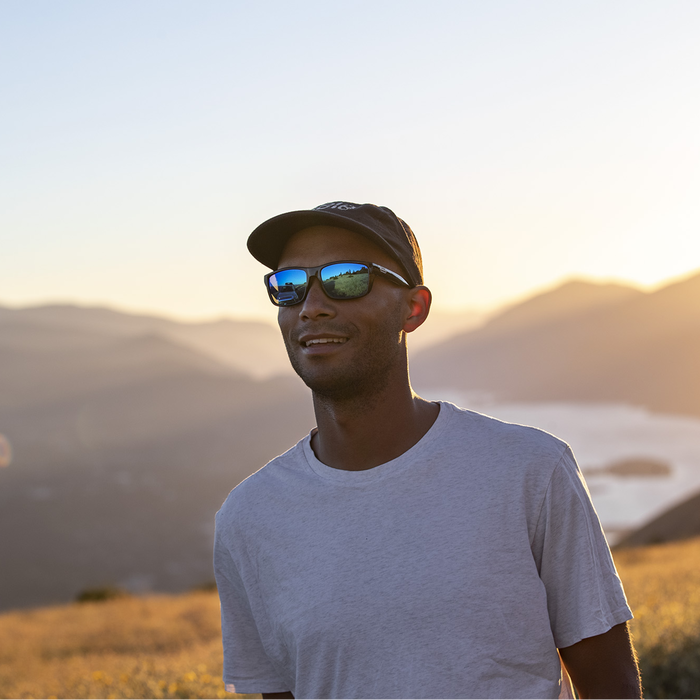 Mayor Sunglasses | Black with Polarized Blue Mirror Lenses