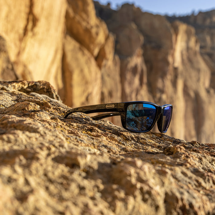 Mayor Sunglasses | Black with Polarized Blue Mirror Lenses