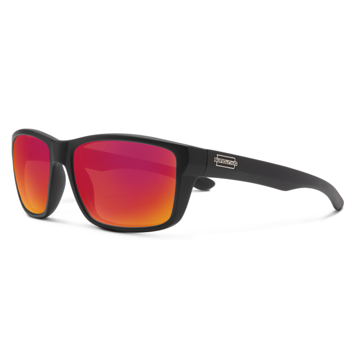 Mayor Sunglasses | Matte Black with Polarized Red Mirror Lenses