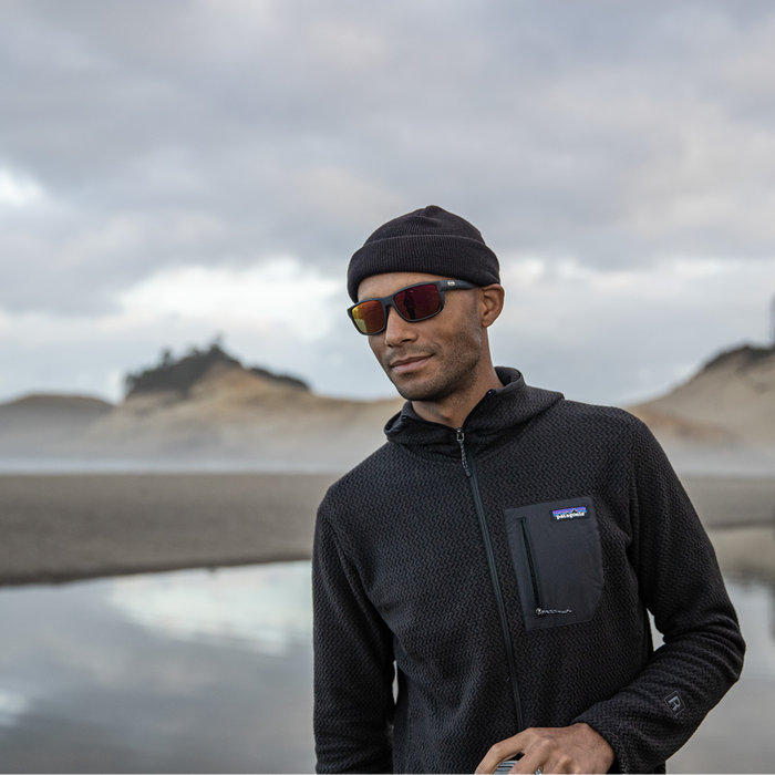 Mayor Sunglasses | Matte Black with Polarized Red Mirror Lenses