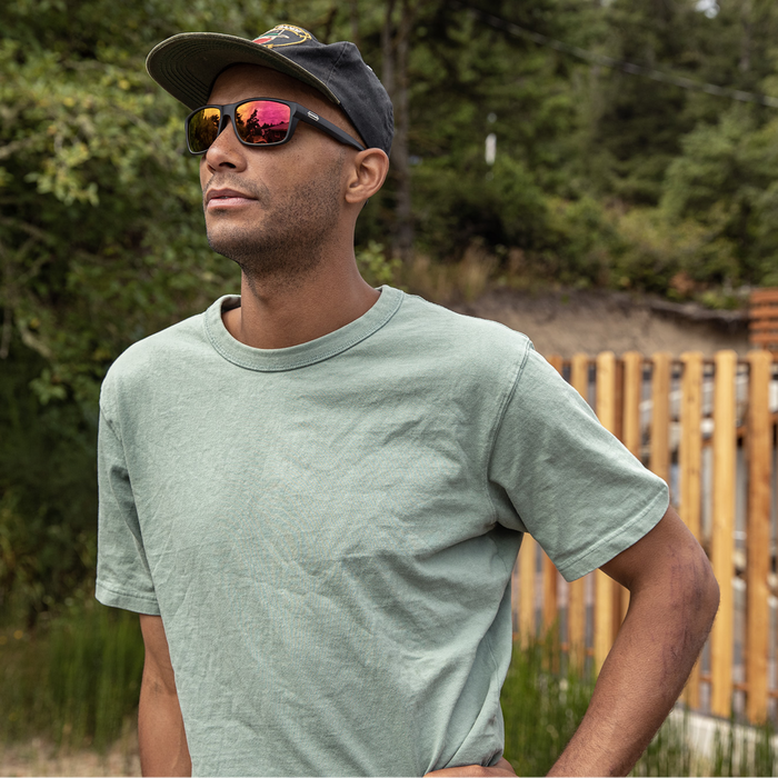 Mayor Sunglasses | Matte Black with Polarized Red Mirror Lenses