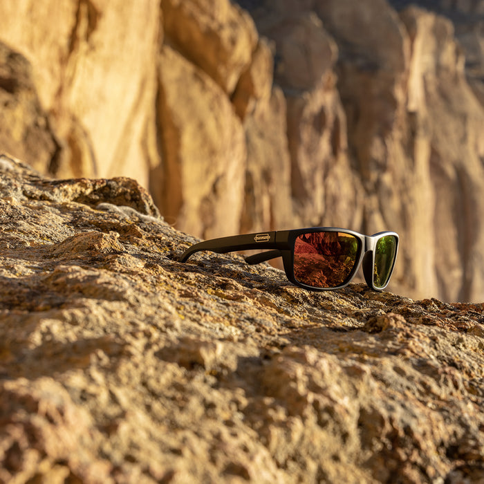 Mayor Sunglasses | Matte Black with Polarized Red Mirror Lenses