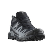 A black and gray Salomon X Ultra 360 trail running shoe shown from a front three-quarter view against a plain white background.