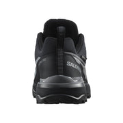 A black and gray Salomon X Ultra 360 trail running shoe shown from a back view against a plain white background.