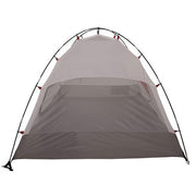 Camping tent with gray and beige color scheme on a white background