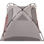 Gray tent with red and black accents on a white background