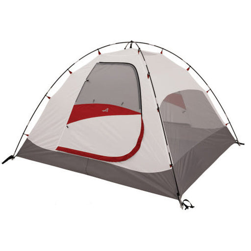 Camping tent with a red accent on a white background